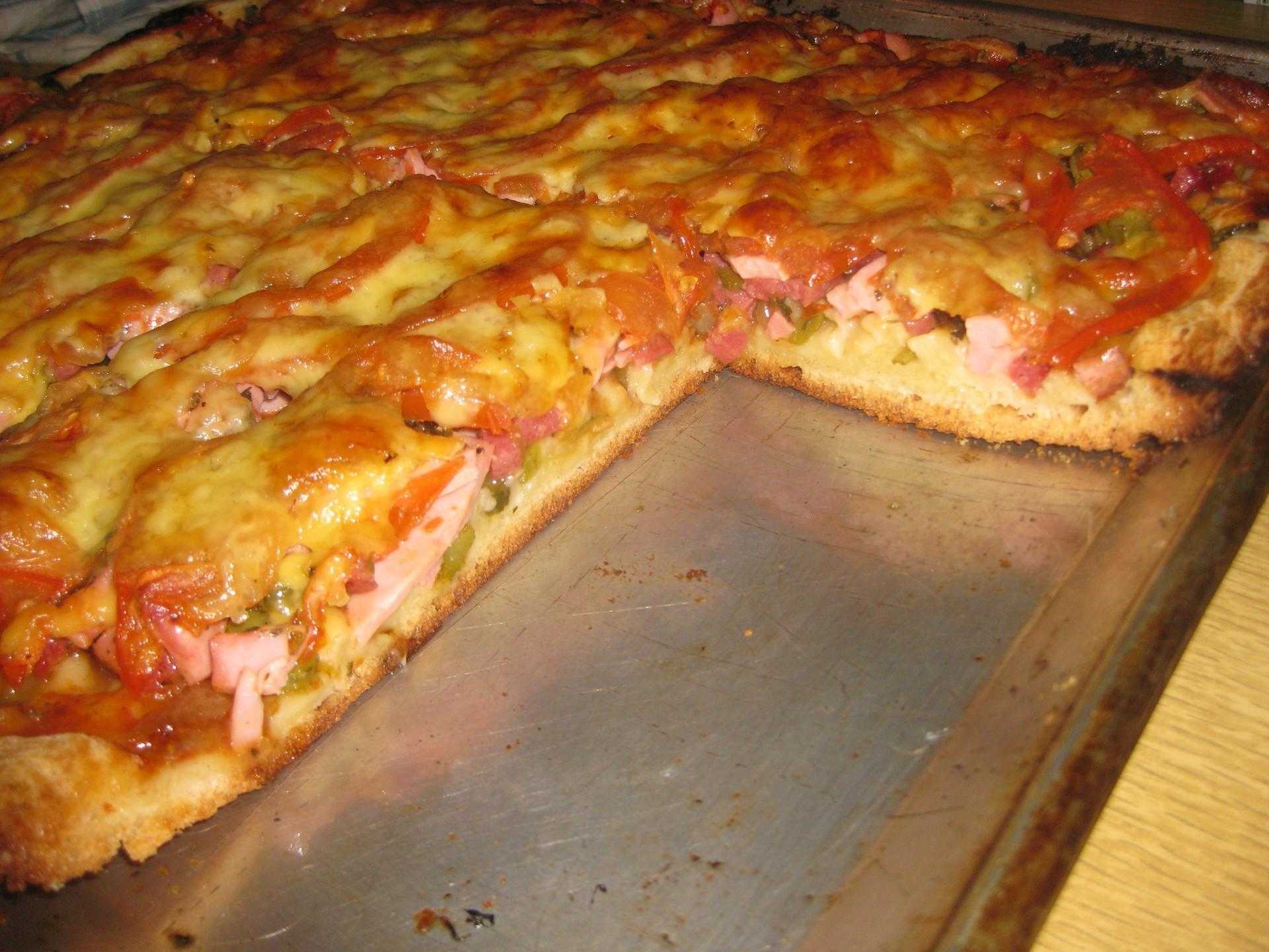 толстая пицца на кефире в духовке (120) фото