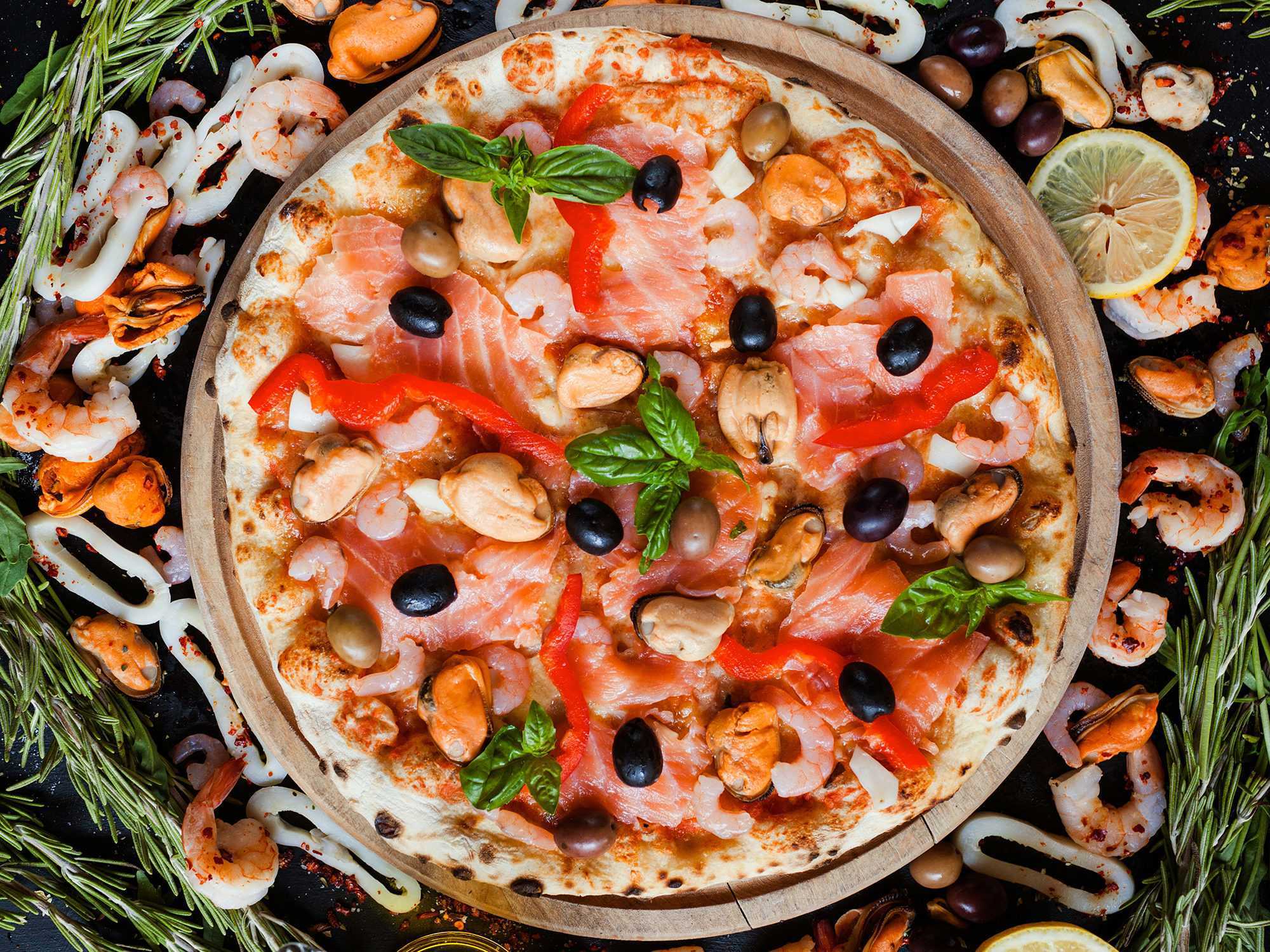 пицца с морепродуктами рецепт в домашних условиях в духовке со сливочным соусом (120) фото